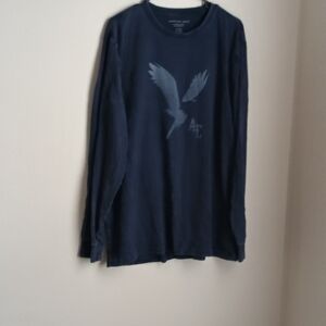 2 Pk American Eagle Shirt Men XL 1 Navy Blue & 1 Gold Long Sleeve Tee Casual